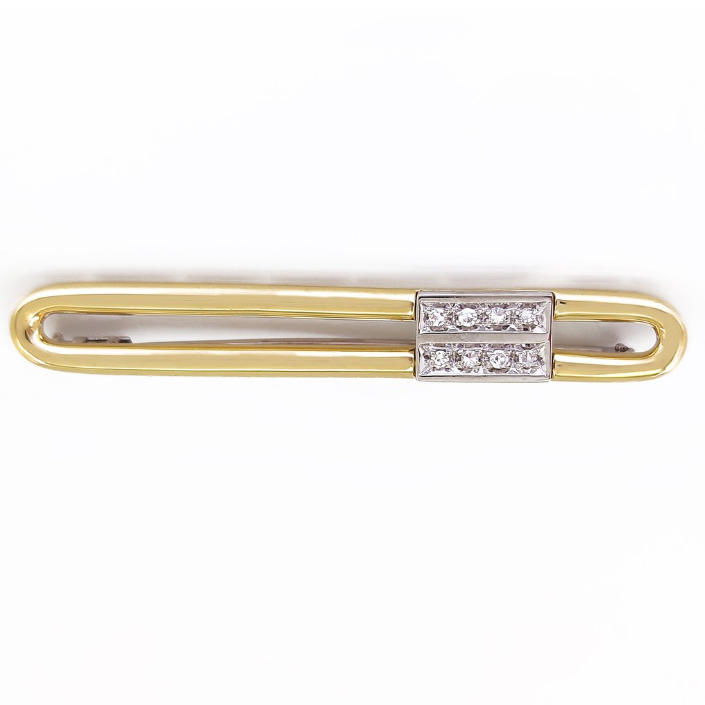 Brooch - 18 kt. White gold, Yellow gold -  0.24ct. tw. Diamond #2.1