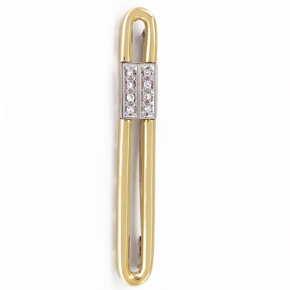 Brooch - 18 kt. White gold, Yellow gold -  0.24ct. tw. Diamond #1.2