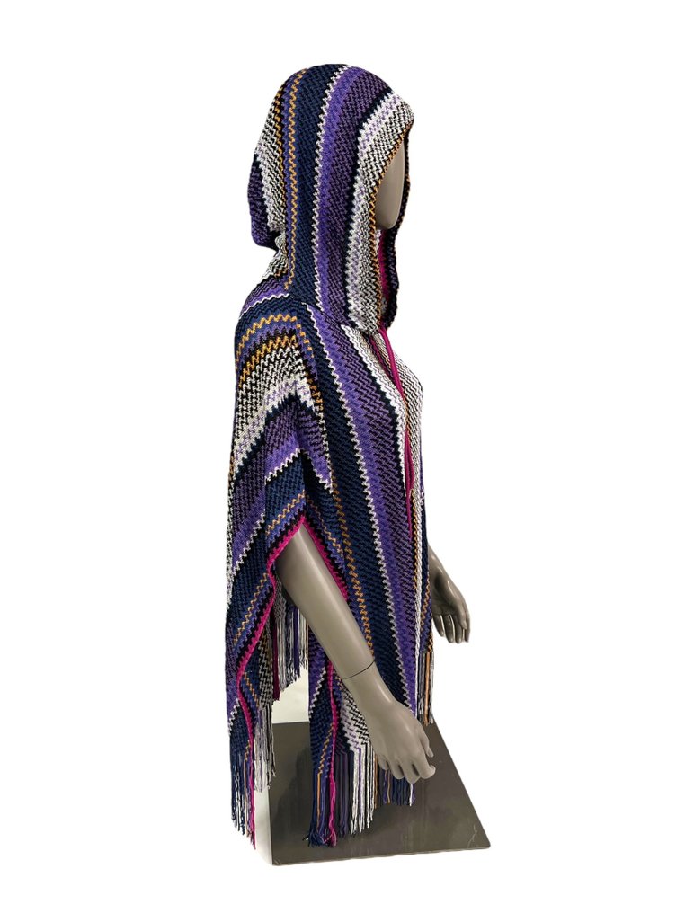 Missoni Damen Frasen-Poncho mit Kapuze, Einheitsgröße Mehrfarbig, Made in Italy - Jersey #1.2