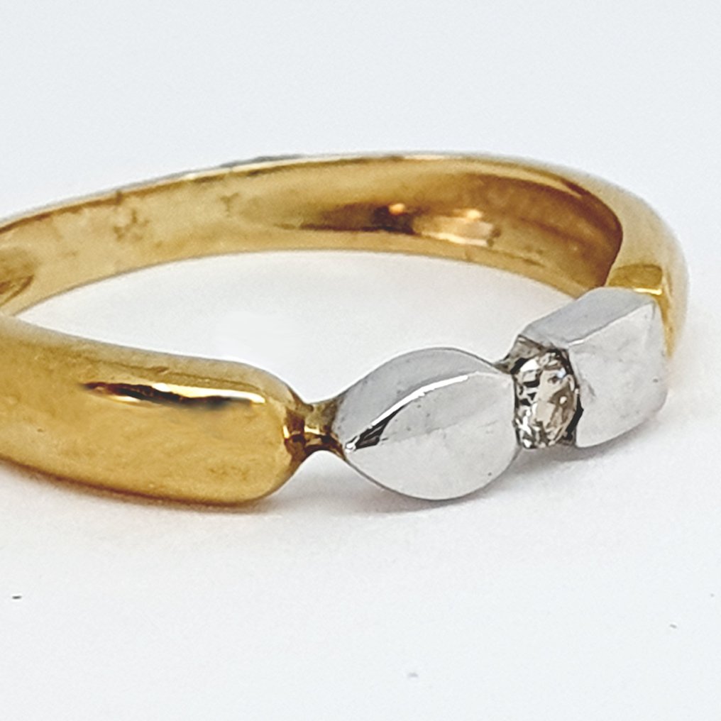 Bague - 18 carats Or jaune -  0.05ct. tw. Diamant (Naturelle)  #3.2