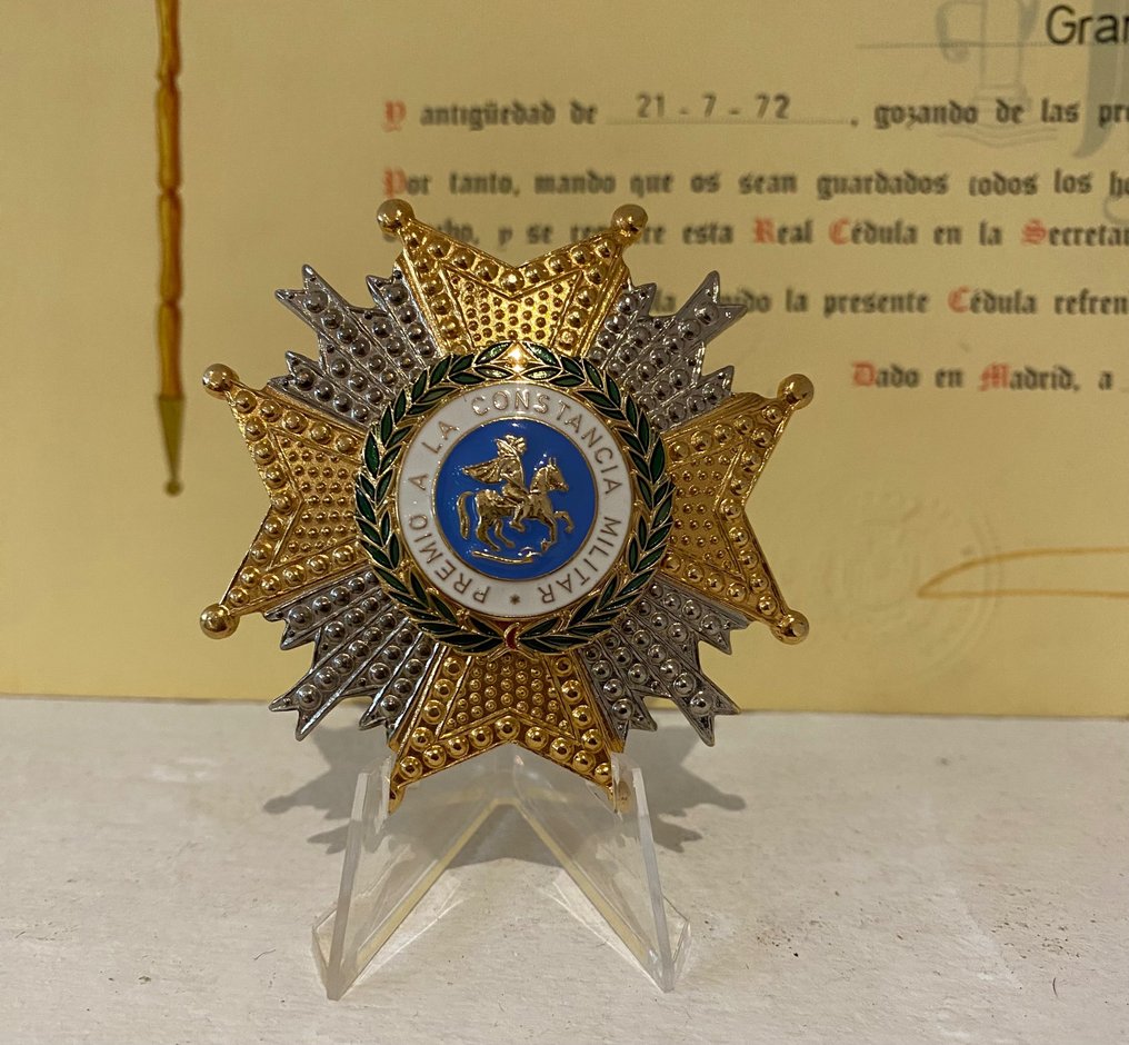 Spanyolország - Army/Infantry - Érem - Firma Juan Carlos I diploma concesión junto con Gran Cruz de la Militar Orden de San Hermenegildo - 1979 #2.1