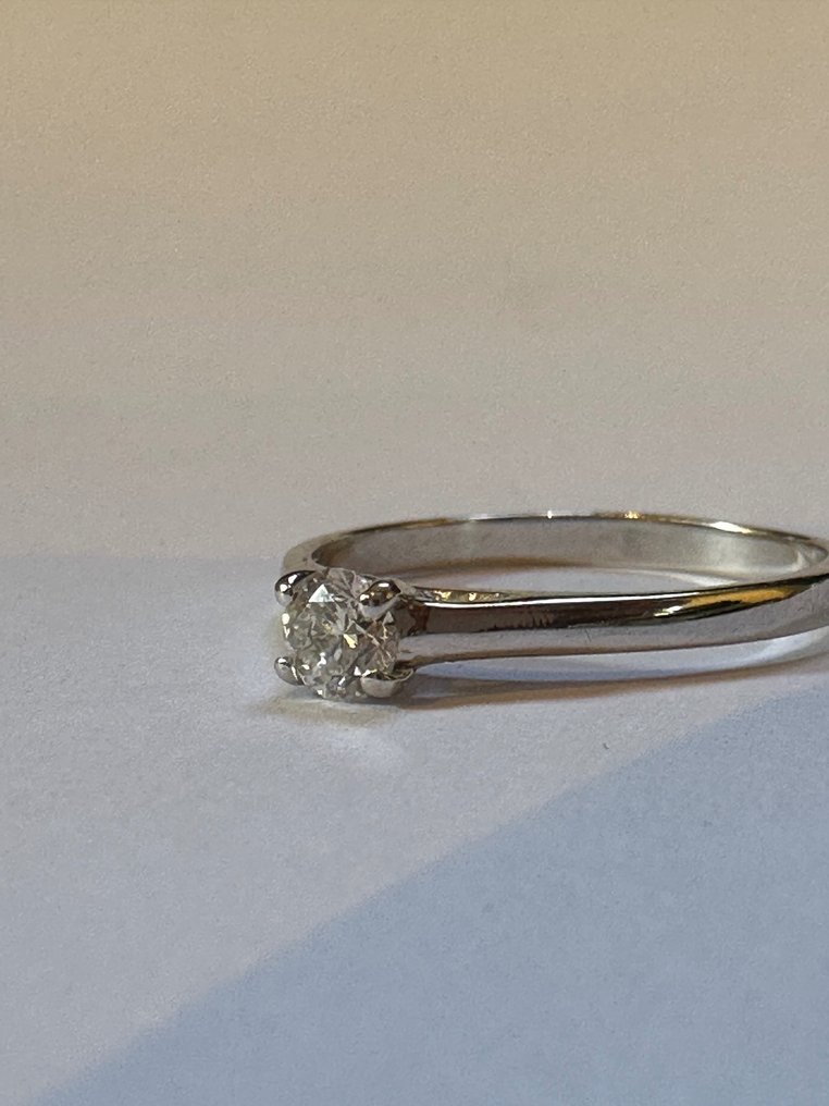 戒指 - 14K包金 白金 -  0.30ct. tw. 钻石  (天然) #1.2