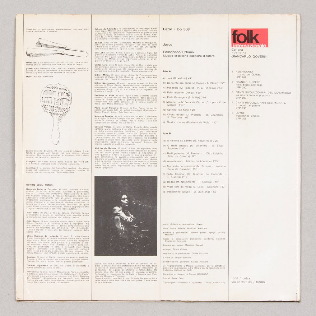 Joyce - Passarinho Urbano - Bossa Nova, Latin Jazz, Samba, Easy Listening, MPB - Vinylplade - 1. aftryk - 1976 #1.2