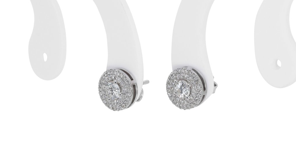 Boucles d'oreilles - 18 carats Or blanc -  1.20ct. tw. Diamant  (Naturelle) - Diamant - Couleur supérieure #2.2