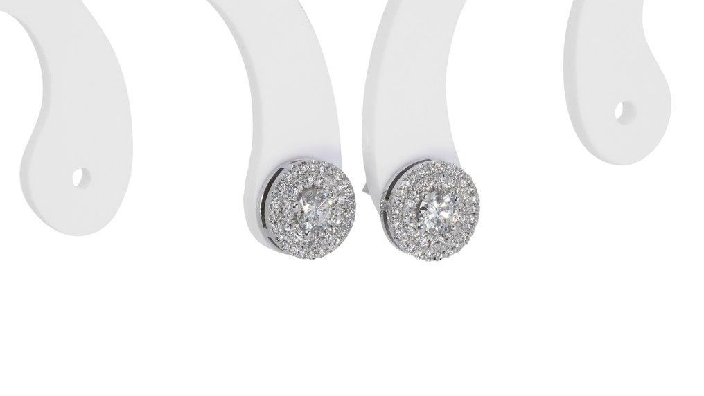 Boucles d'oreilles - 18 carats Or blanc -  1.20ct. tw. Diamant  (Naturelle) - Diamant - Couleur supérieure #3.1