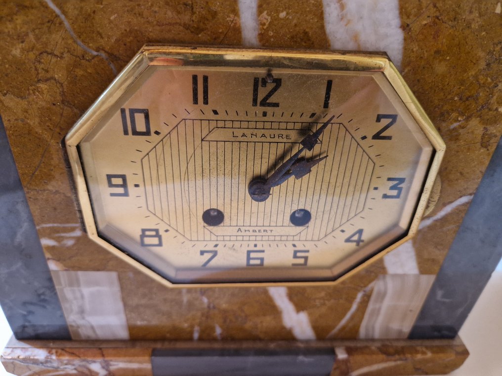Ρολόι Mantel  (3) - Lanaure / Ambert -  Αρ Ντεκό Μάρμαρο, Ψευδάργυρος - 1920-1930 #2.2