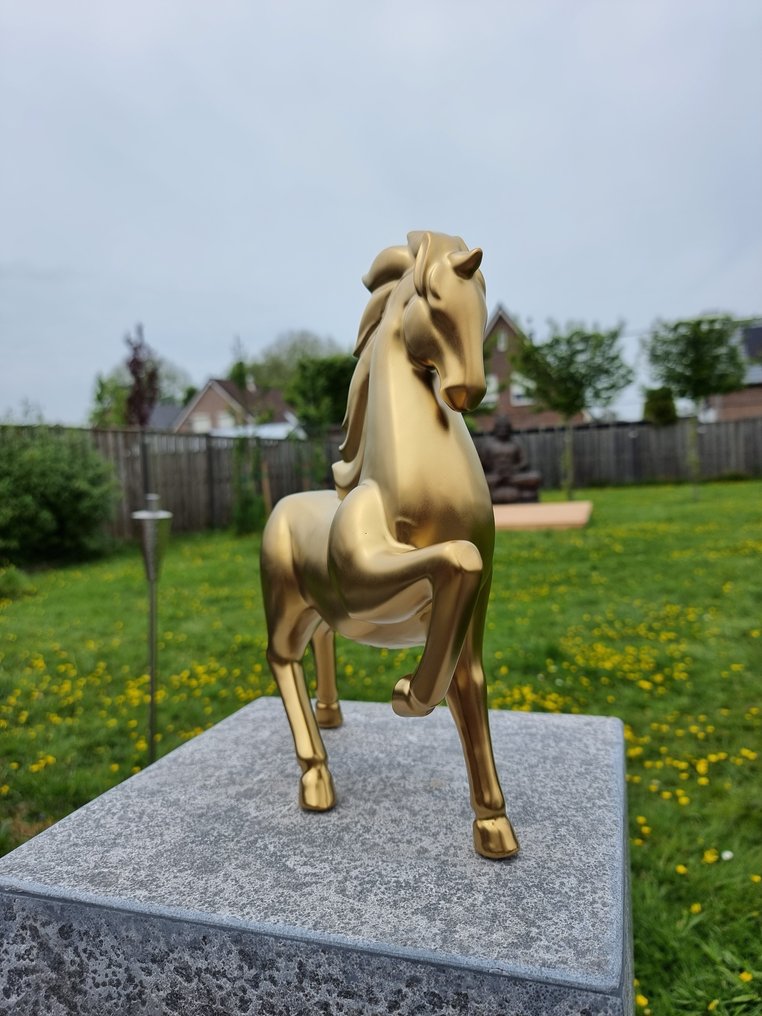 Posąg, Ceramic Horse Gold - 30.5 cm - Ceramika #3.2
