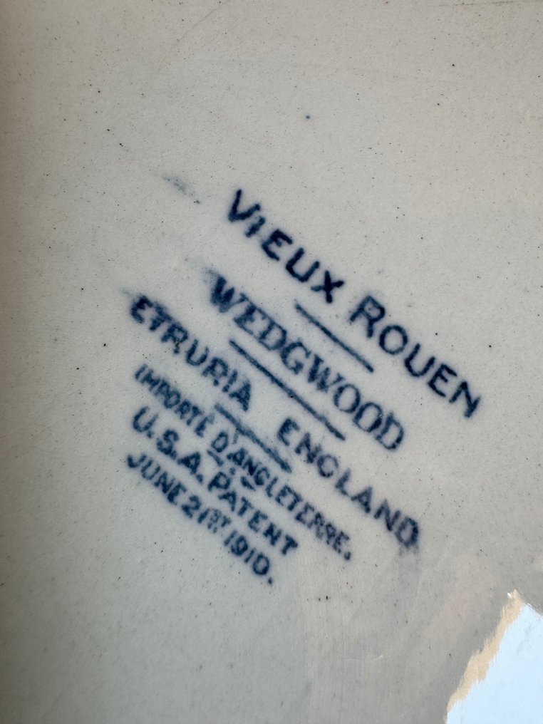 Wedgwood, Exclusive - Vajilla (5) - Modèle " Vieux Rouen" Décor réalisé à la main, Vers 1910 - Loza de barro - U.S.A. Patent, Early 20th #2.1