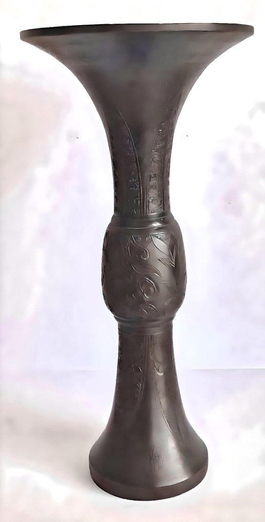 花瓶 - 青铜 - 青铜锥形花瓶 - 中国  (没有保留价) #1.1