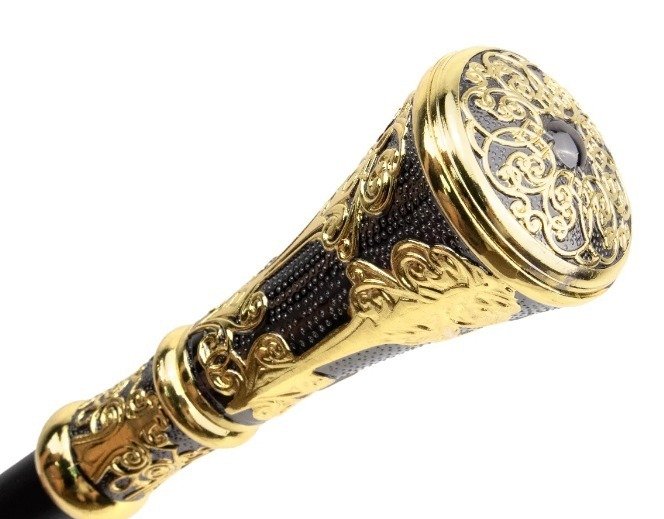 Walking stick - Color, gold-plated, and black. - Metal, Magnificent *** Louis XIV ***. style #1.0