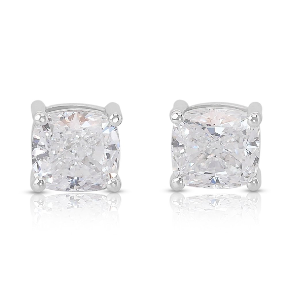 Pendientes - 18 quilates Oro blanco -  1.60ct. tw. Diamante  (Natural) - Diamantes de talla ideal #1.1
