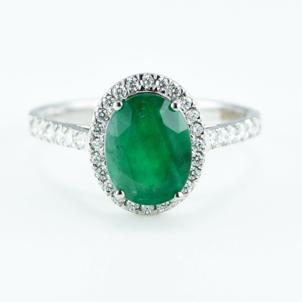 戒指 鉑金 -  2.27ct. tw. 祖母綠 - 鉆石 - 訂婚戒指 #1.2