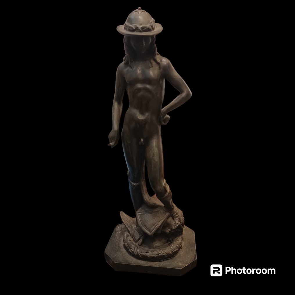 雕刻, Davide di Donatello - 43 cm - 銅綠青銅 #1.1