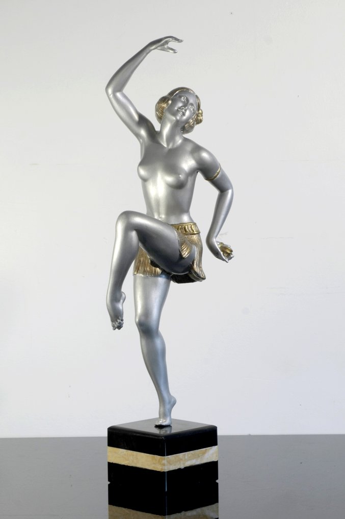 Escultura, danseuse art déco - 44 cm - Mármol, derritiendo - 1930 #1.2