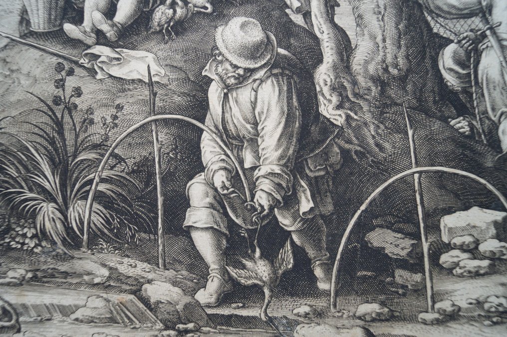 Jan Van Der Straet (1523-1605) - Birdcatchers using traps to catch partridge #3.2