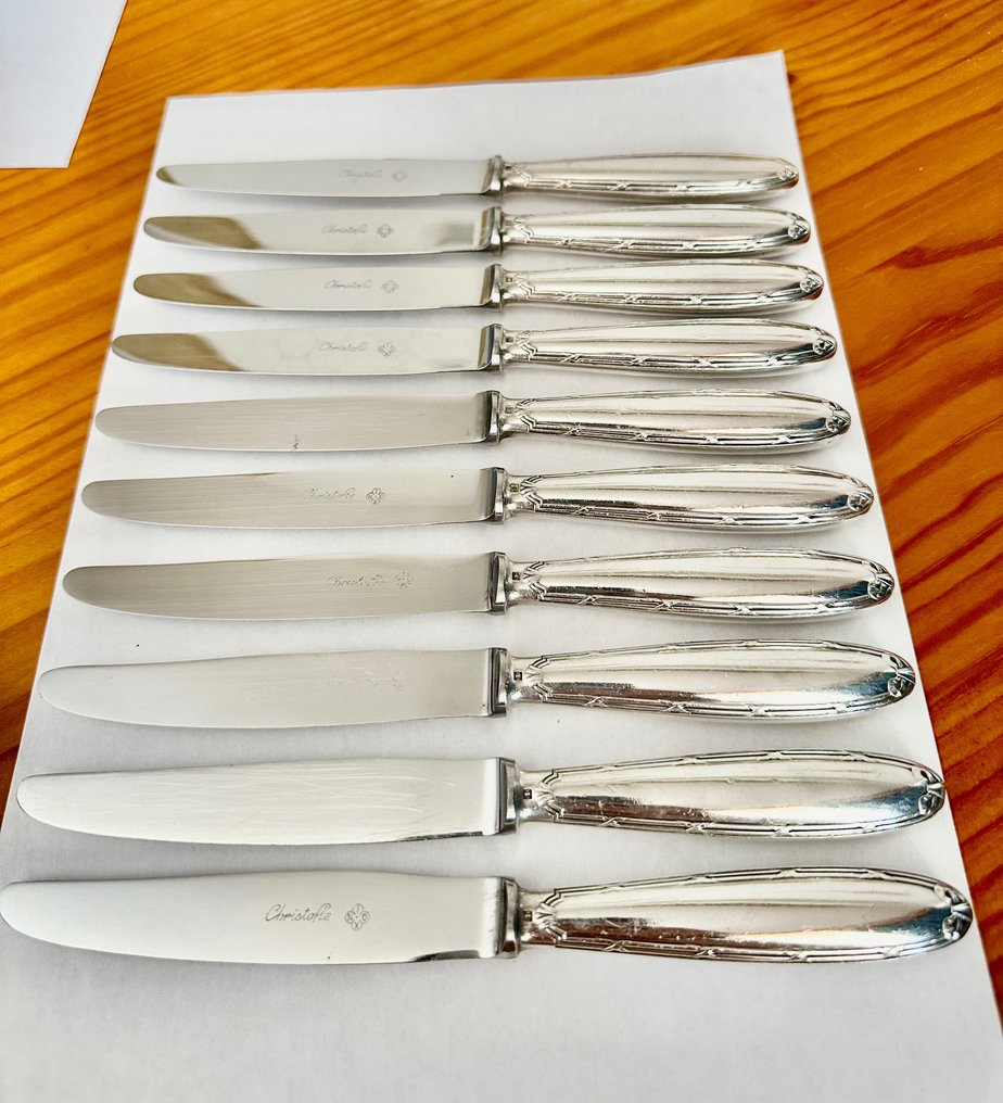 Christofle - Nóż stołowy (10) - Nóż do biletów Rubans Croises - Posrebrzany, Stop metali #1.2