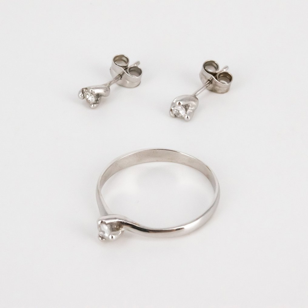 Parure di gioielli da 2 pezzi - 18 carati Oro bianco Diamante  (Naturale) #1.1