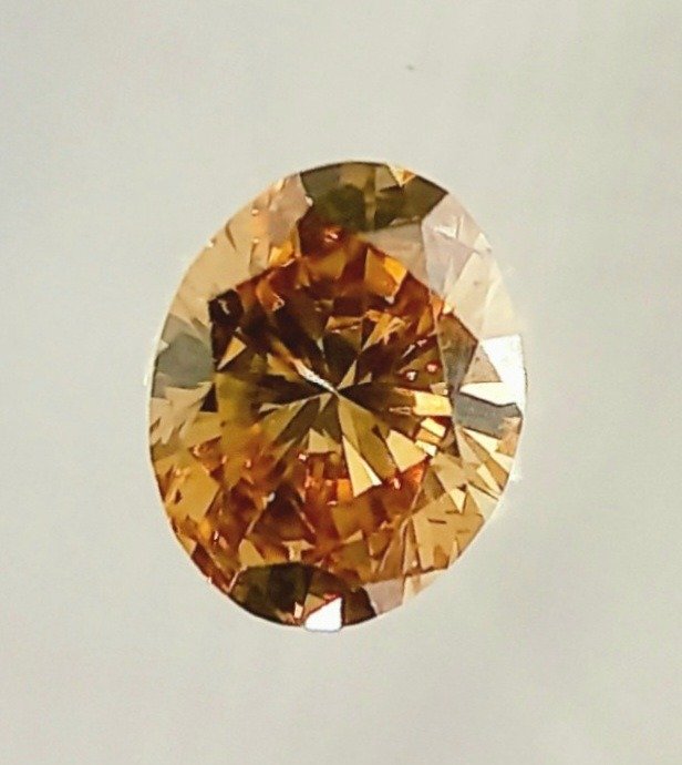 1 pcs Διαμάντι  (Φυσικού χρώματος)  - 0.49 ct - Οβάλ - Fancy Απαλό πορτοκαλί, Πρασινωπό Καφέ - SI2 - Antwerp Laboratory for Gemstone Testing (ALGT) #1.2
