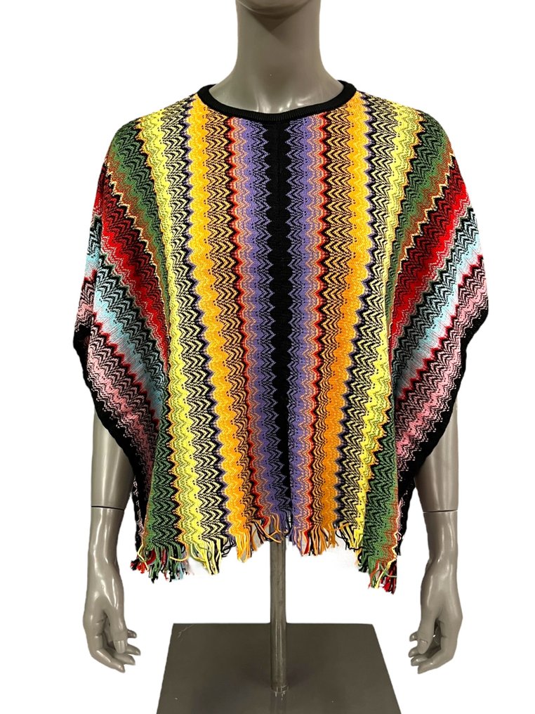 Missoni Damen Poncho, Einheitsgröße (One Size) | 45x140cm | Mehrfarbig, Made in Italy, Design - Sweter #1.2