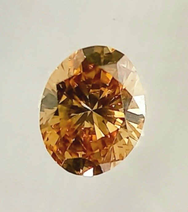 1 pcs Διαμάντι  (Φυσικού χρώματος)  - 0.49 ct - Οβάλ - Fancy Απαλό πορτοκαλί, Πρασινωπό Καφέ - SI2 - Antwerp Laboratory for Gemstone Testing (ALGT) #2.1