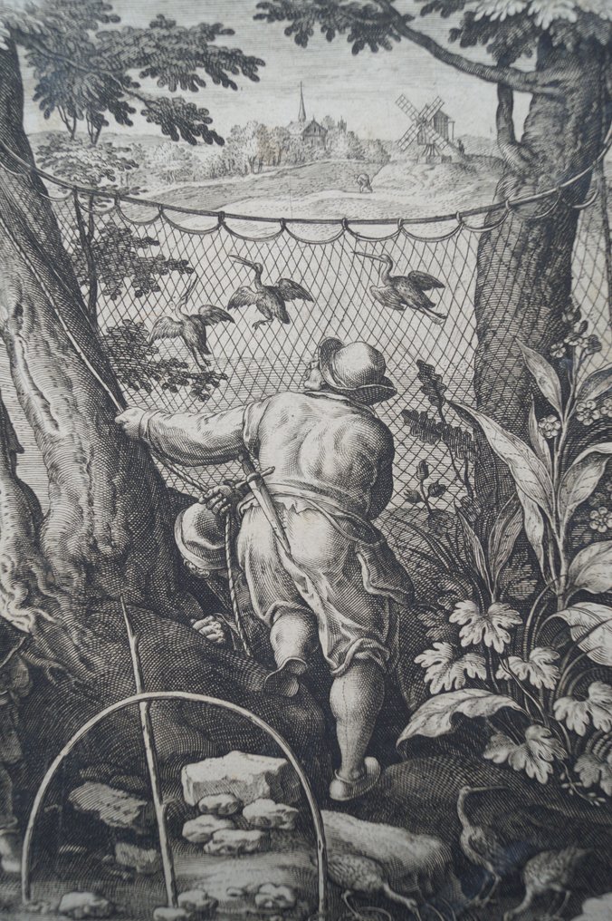 Jan Van Der Straet (1523-1605) - Birdcatchers using traps to catch partridge #3.1