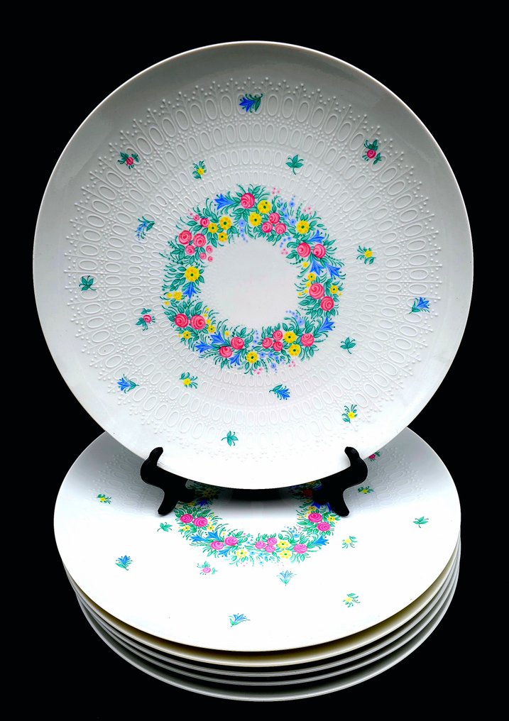 Rosenthal - Teríték (7) - Garland (többszínű, romantikus) - Csont porcelán - leveses tányérok #3.2