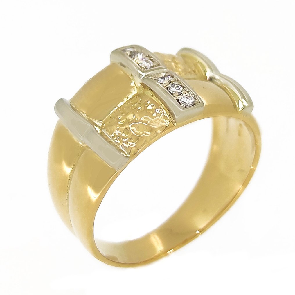 Ring - 18 kt. White gold, Yellow gold -  0.06ct. tw. Diamond #1.2