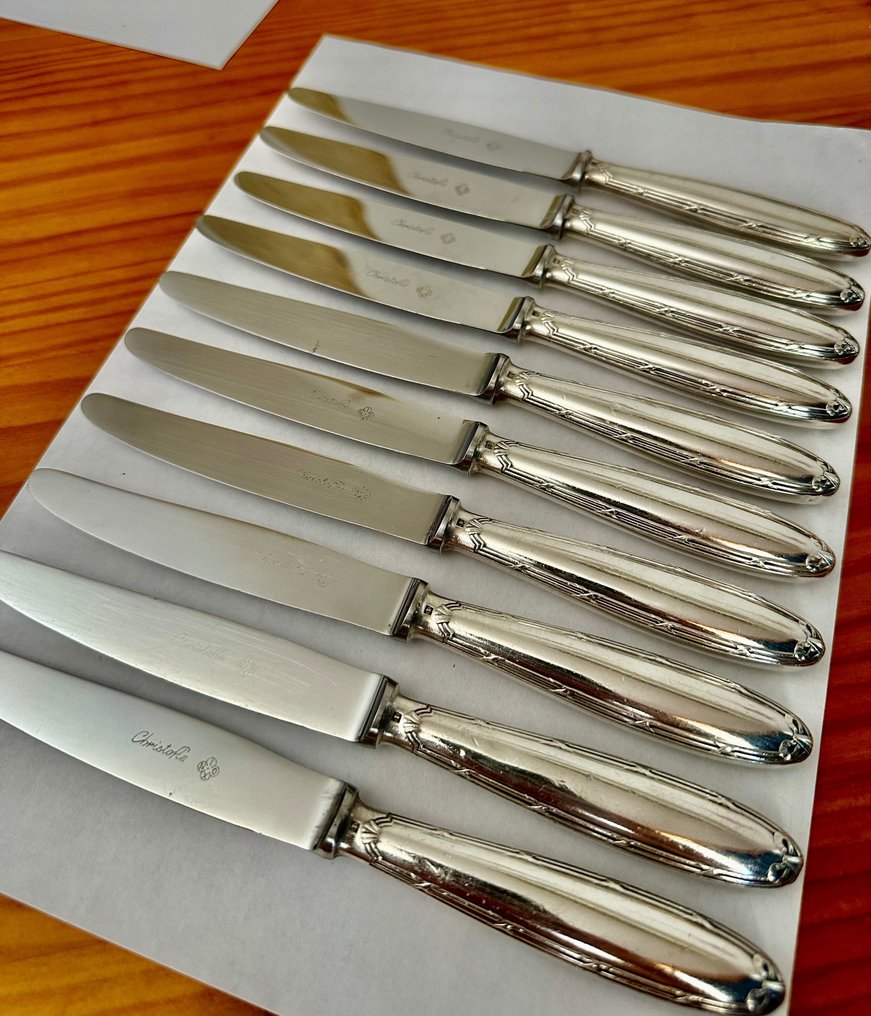 Christofle - Nóż stołowy (10) - Nóż do biletów Rubans Croises - Posrebrzany, Stop metali #1.1