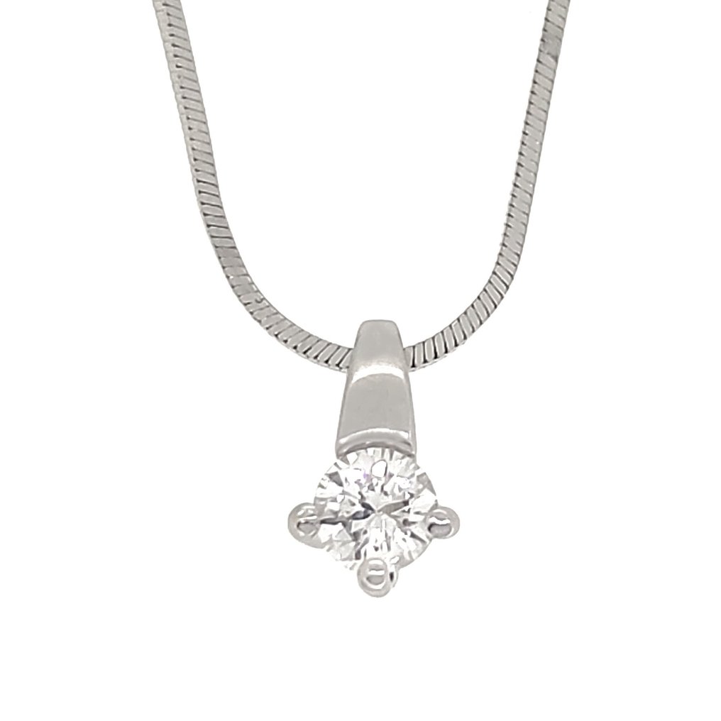 Necklace with pendant - 18 kt. White gold -  0.16ct. tw. Diamond #1.2