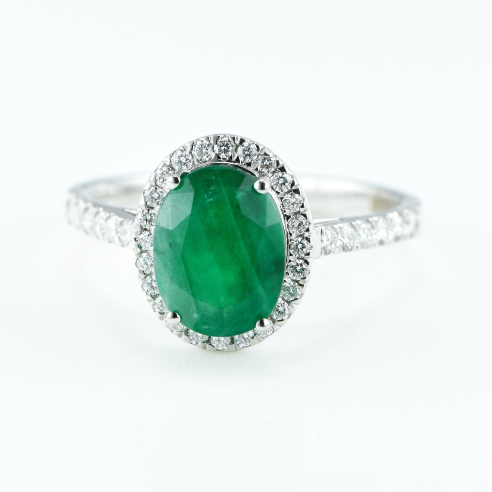戒指 鉑金 -  2.27ct. tw. 祖母綠 - 鉆石 - 訂婚戒指 #2.1