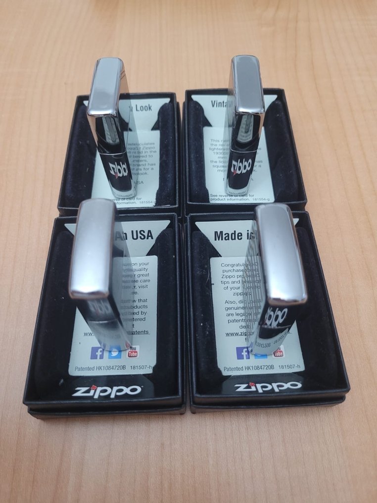 Zippo - 芝宝 - 4 Encendedores zippo - 口袋打火机 - 钢材（不锈钢）, 黄铜 -  (4) #2.1