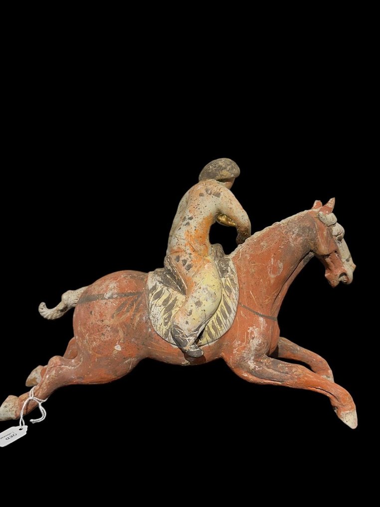 Ancient Chinese, Tang Dynasty Terracotta Chino antiguo, dinastía Tang Terracota Jugador de polo。普羅巴多 TL - 26 cm #1.2