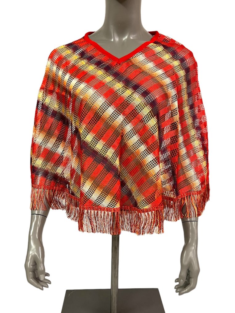Missoni Damen Poncho, Einheitsgröße (One Size) | 70x100 cm | Mehrfarbig, Made in Italy, Design - Pullover #1.1