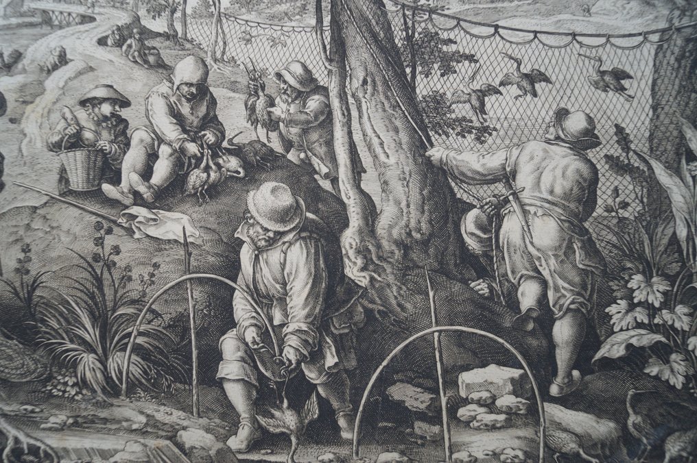 Jan Van Der Straet (1523-1605) - Birdcatchers using traps to catch partridge #2.1
