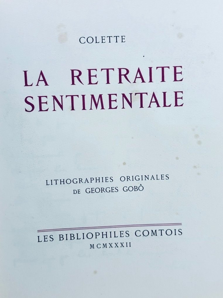 Signé; Colette / Georges Gobô - La Retraite sentimentale - 1932 #2.1