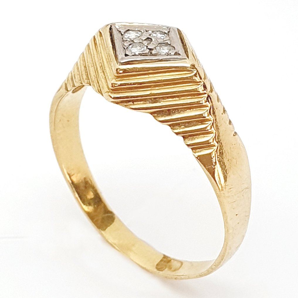 戒指 - 18K包金 黄金, 白金 -  0.06ct. tw. 钻石 (天然)  #1.0