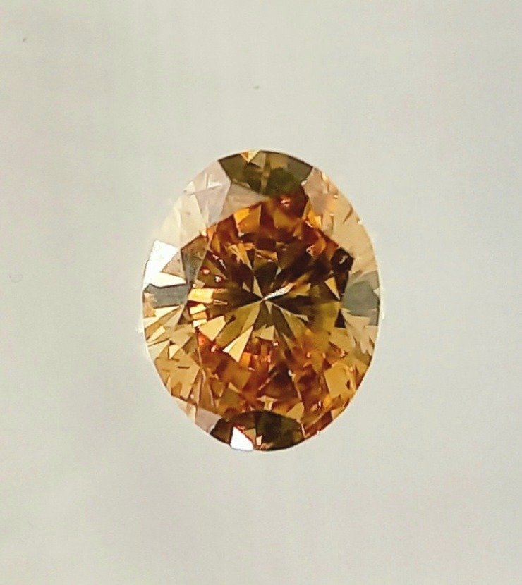 1 pcs Διαμάντι  (Φυσικού χρώματος)  - 0.49 ct - Οβάλ - Fancy Απαλό πορτοκαλί, Πρασινωπό Καφέ - SI2 - Antwerp Laboratory for Gemstone Testing (ALGT) #1.1