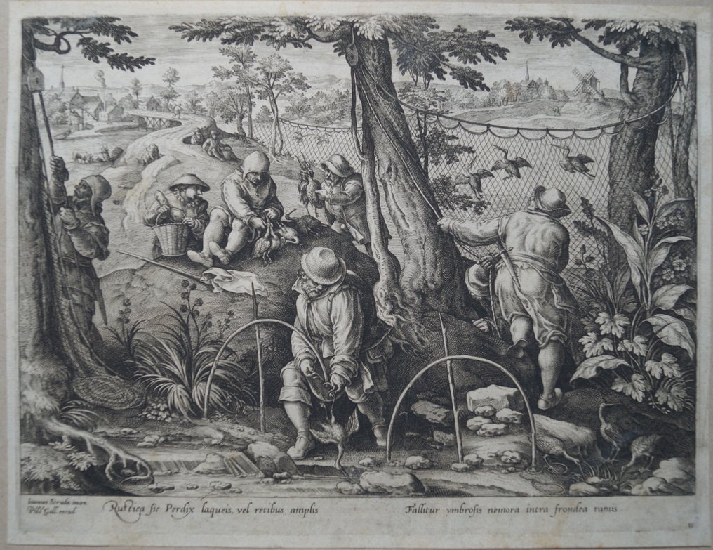 Jan Van Der Straet (1523-1605) - Birdcatchers using traps to catch partridge #1.1