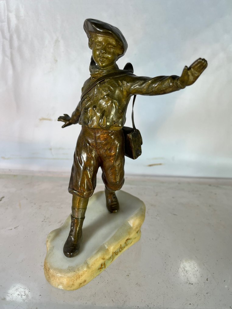 Attribué a Marcel Début - 雕塑, Jeux de neige - 18.5 cm - 大理石上的青铜 #1.2