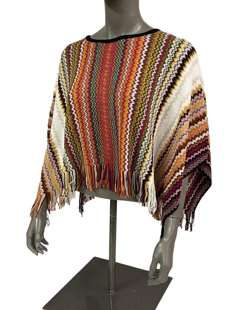 Missoni Damen Wollponcho, Einheitsgröße (One Size) | 45x140 cm | Mehrfarbig, Made in Italy, Design - Pullover #1.2