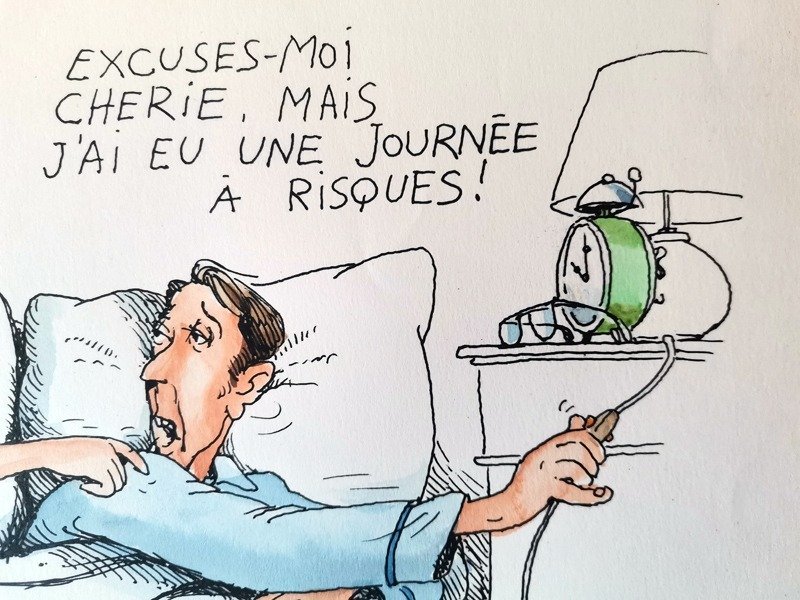 Serre, Claude - 1 Original colour drawing - Humour noir - Médecine "les risques professionnels" - 1990 #2.2