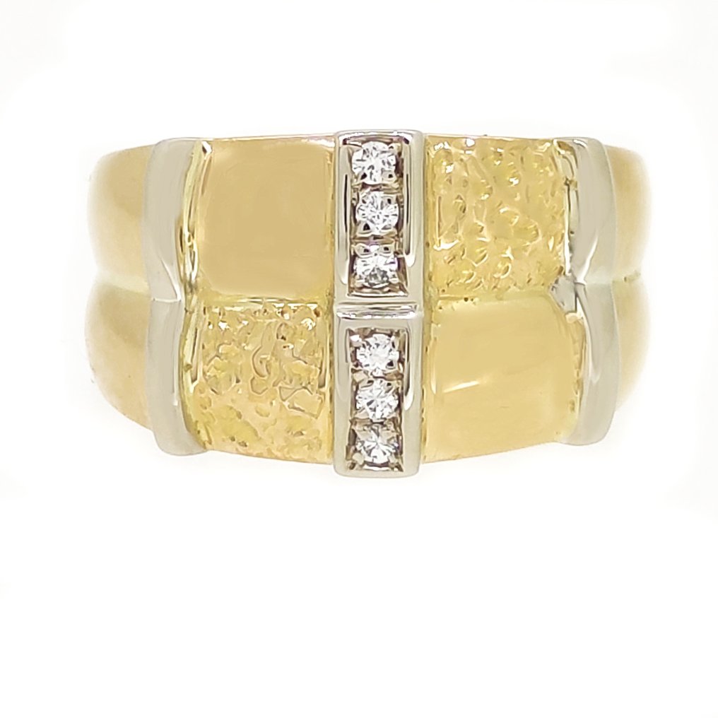 Pierścionek - 18-karatowe Białe złoto, Żółte złoto -  0.06ct. tw. Diament #1.1