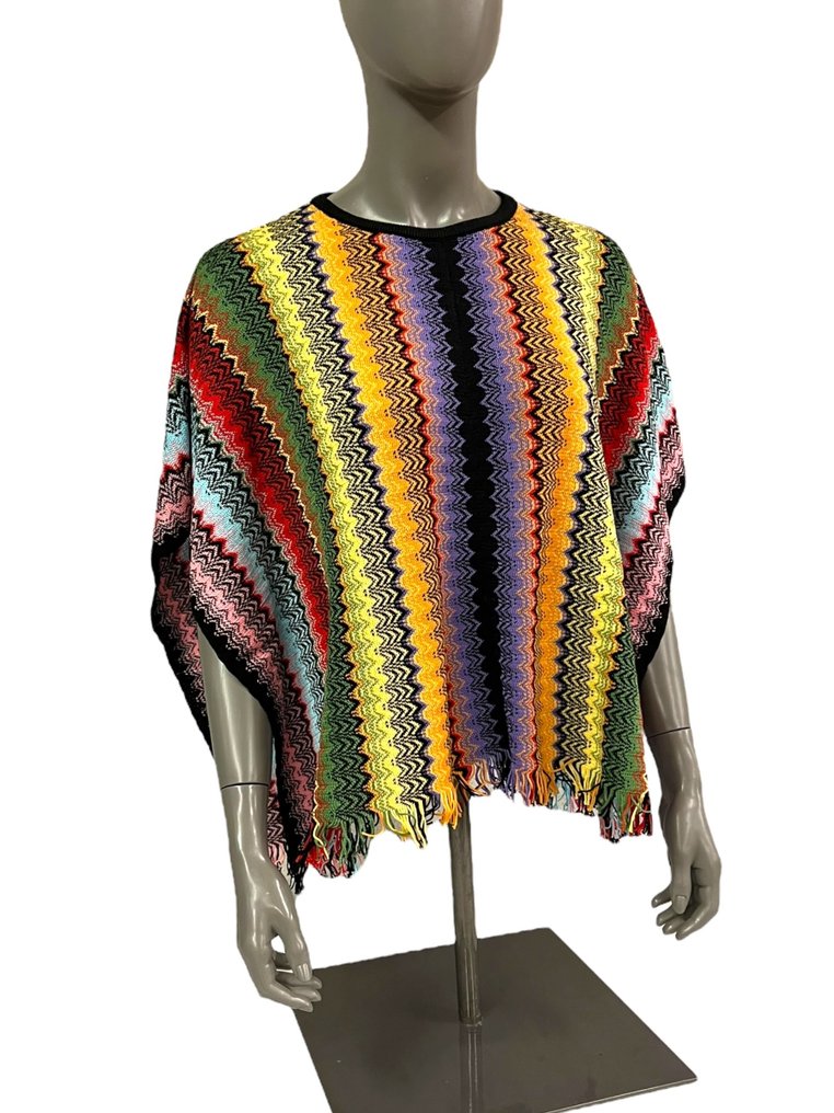 Missoni Damen Poncho, Einheitsgröße (One Size) | 45x140cm | Mehrfarbig, Made in Italy, Design - Sweter #1.1