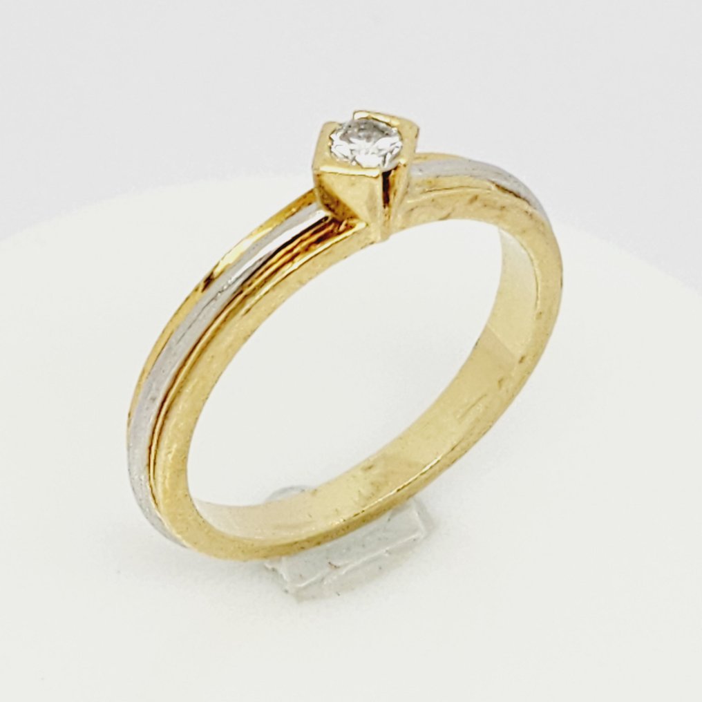 Δαχτυλίδι - 18 καράτια Κίτρινο χρυσό, Λευκός χρυσός -  0.11 tw. Διαμάντι  (Φυσικό) #1.2