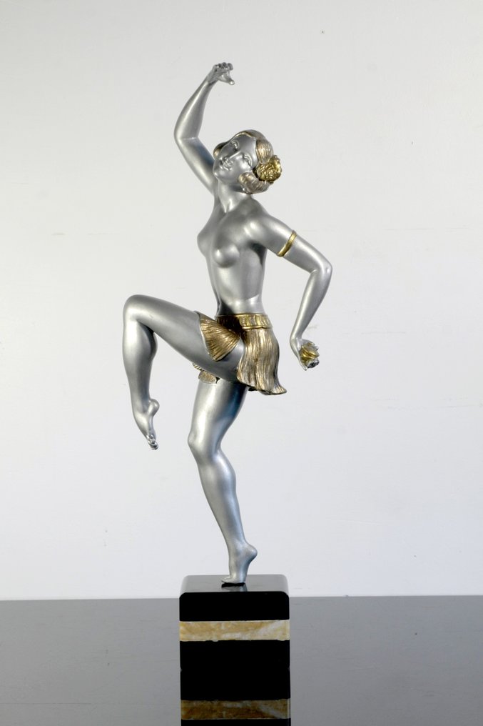 Sculpture, danseuse art déco - 44 cm - Marbre, fonte  - 1930 #1.1