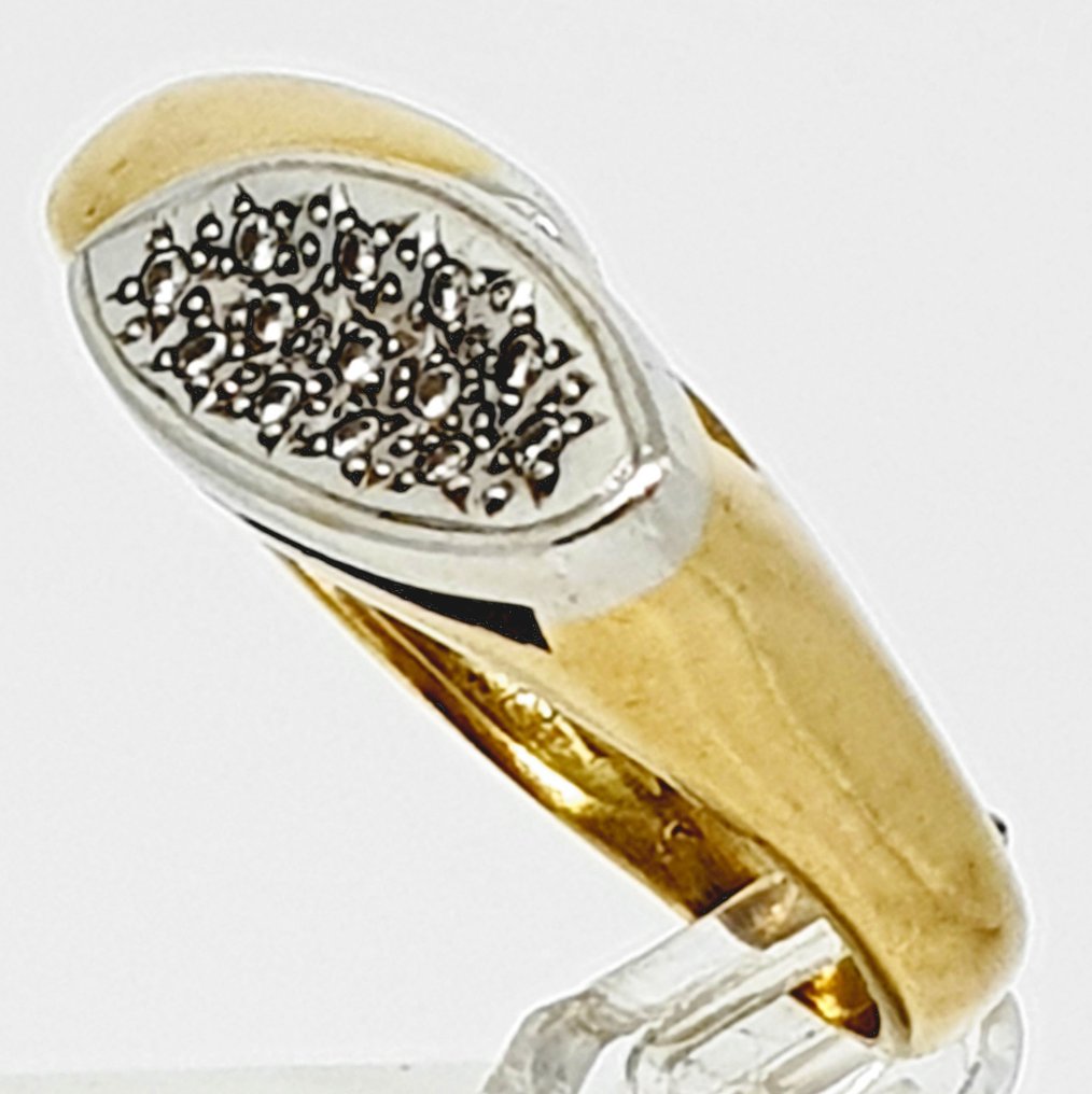 戒指 - 18K包金 黄金, 白金 -  0.07ct. tw. 钻石 (天然)  #1.0