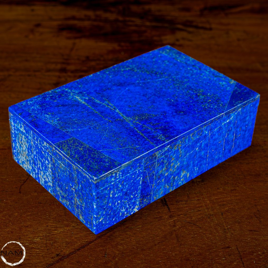 Lapislazuli albastru regal de foarte bună calitate Cutie de bijuterii - Înălțime: 145 mm - Lățime: 95 mm- 729.05 g #1.1