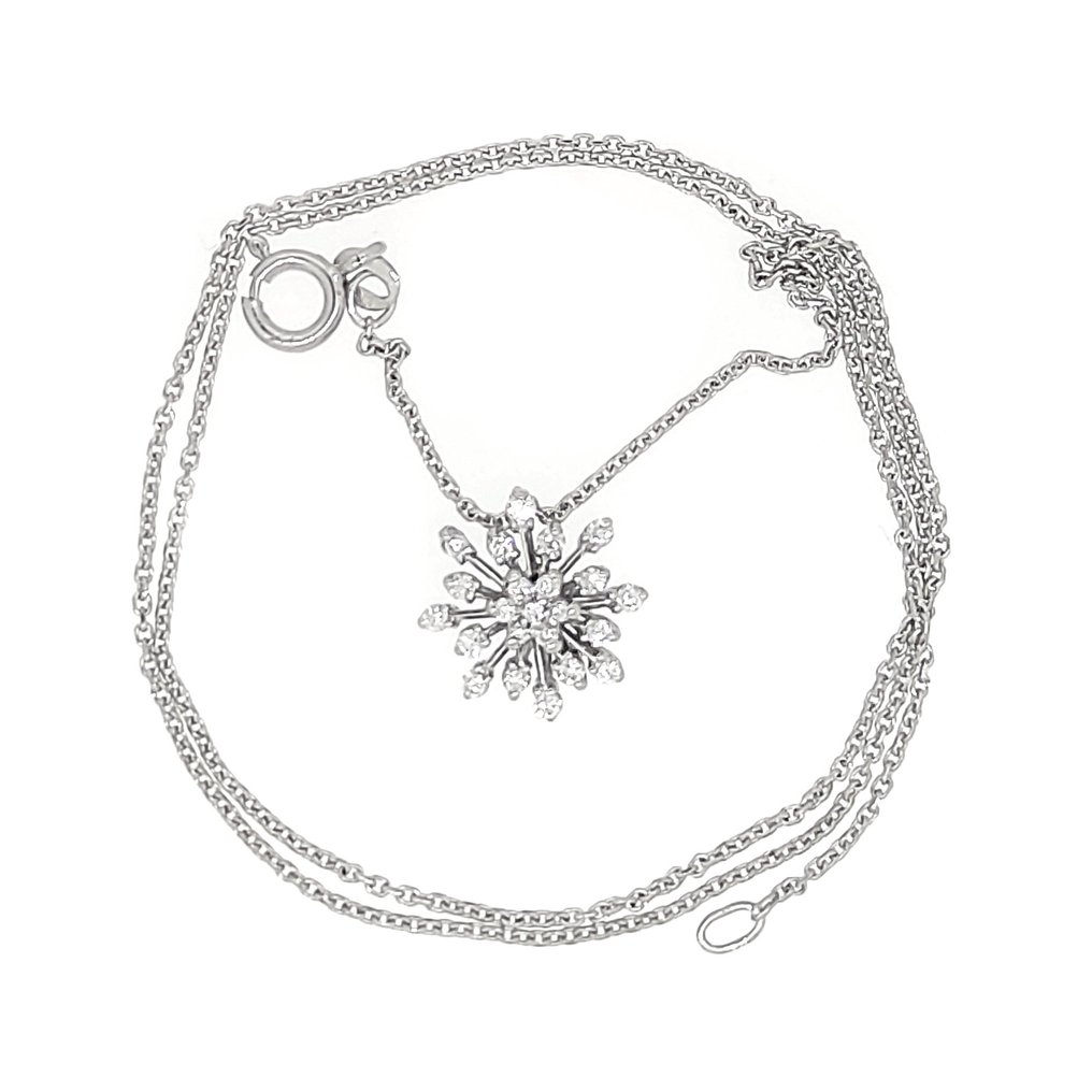 Necklace with pendant - 18 kt. White gold -  0.43ct. tw. Diamond #1.2