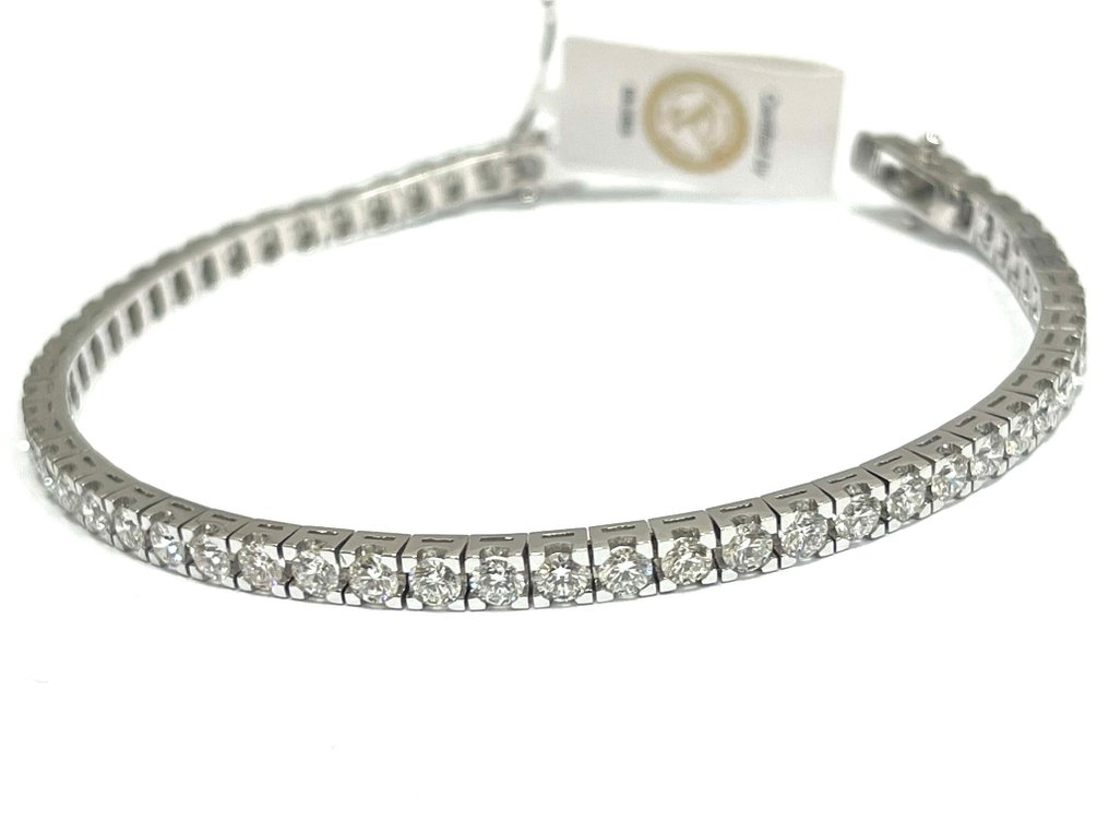 Bracelet de tennis - 18 carats Or blanc -  6.00ct. tw. Diamant  (Naturelle) - Fabriqué en Italie #3.1