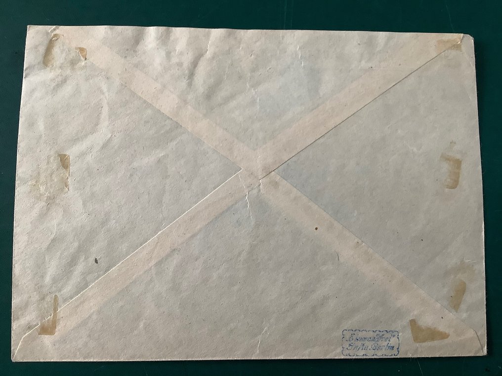 德意志帝国 1923 - 带有 3 张剪纸明信片邮票的信件 - 罕见且带有标记的 Peschl BPP - Michel 246 z’n 261 #2.2